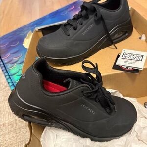 Skechers Black Work Shoes, Deloney 8.5 Slip Resistant Safety Shoe